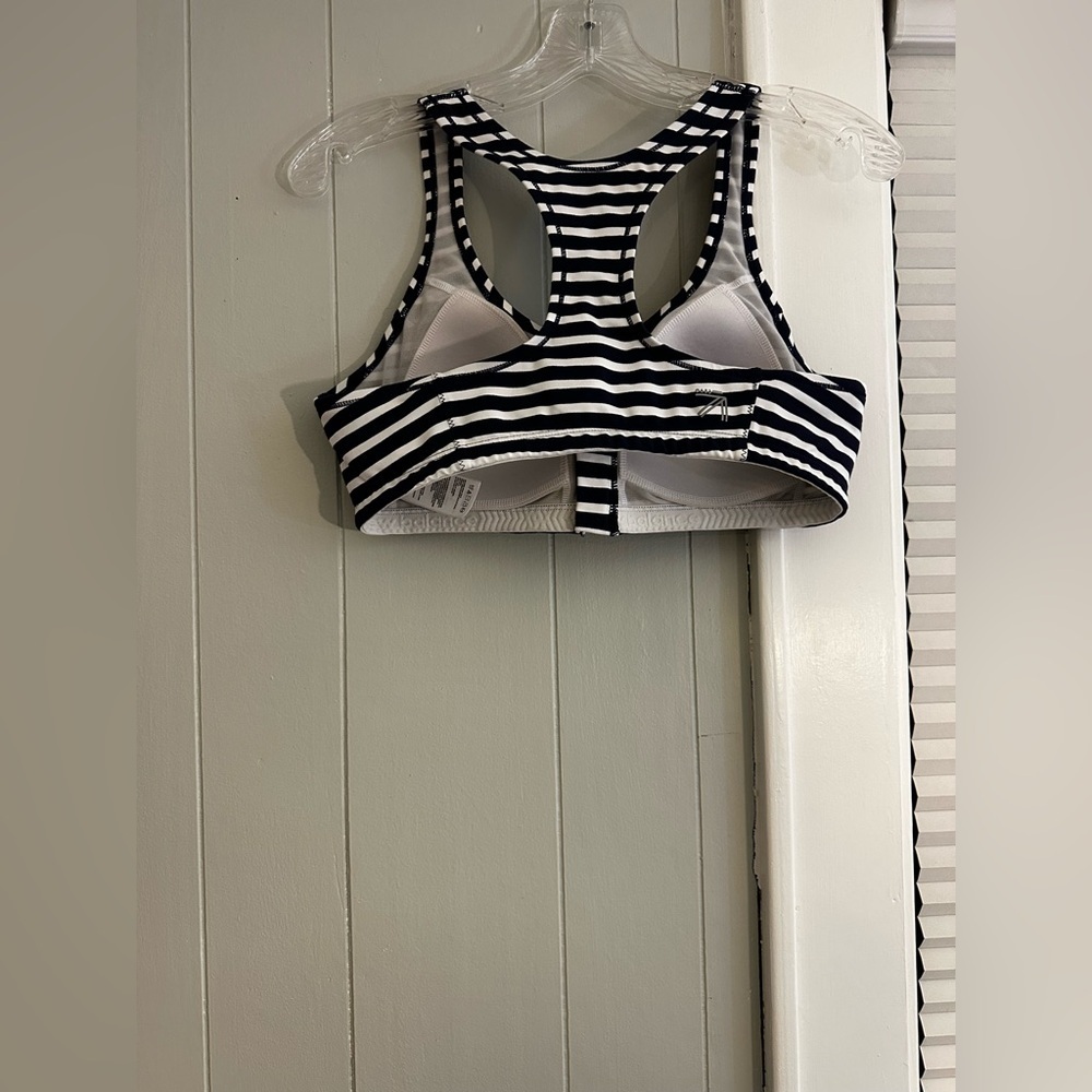 New Balance Striped Zip-Front Sports Bra Size Large - Picture 4 of 5